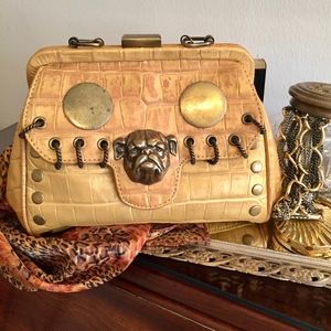 Betsy Johnson Vintage Leather Bulldog Frame Bag